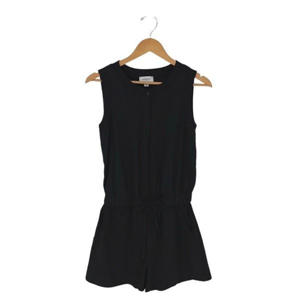 Evereve Black Romper with‎ Pockets and Tie Waist Size Small